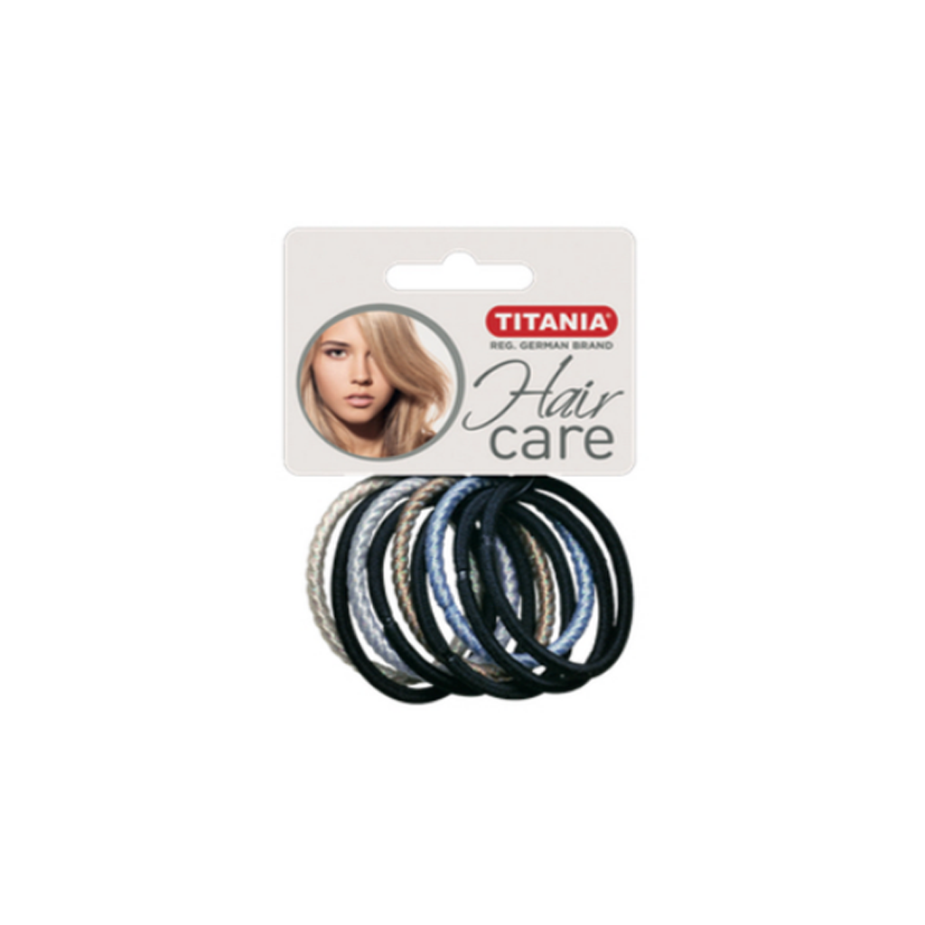 TITANIA-ELASTICS-9-PCS-MIX-BLACK-WHITE-BLUE-GOLD-ART-NR-7867