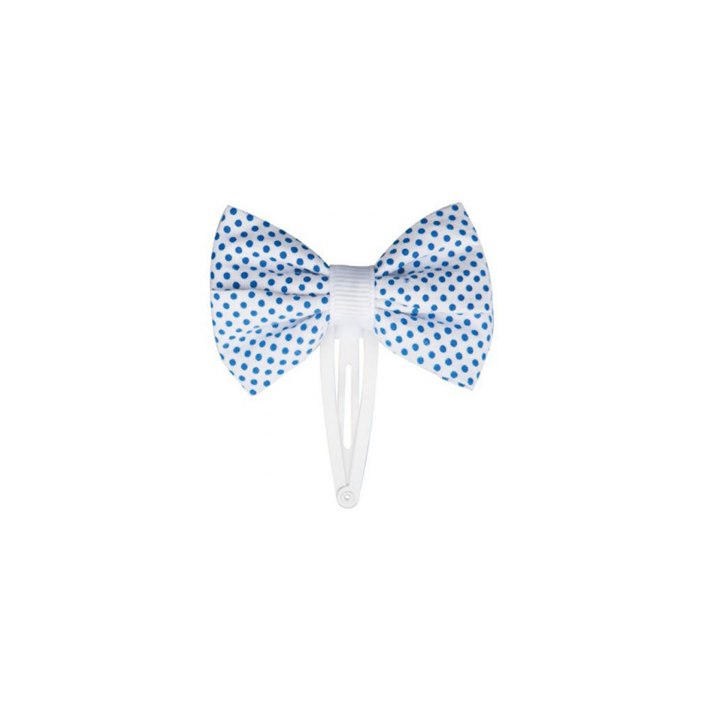 TITANIA-BOW-ON-CONTOUR-CLIP-WHITE-WITH-BLUE-POINTS-2-PCS-ART-NR-7911