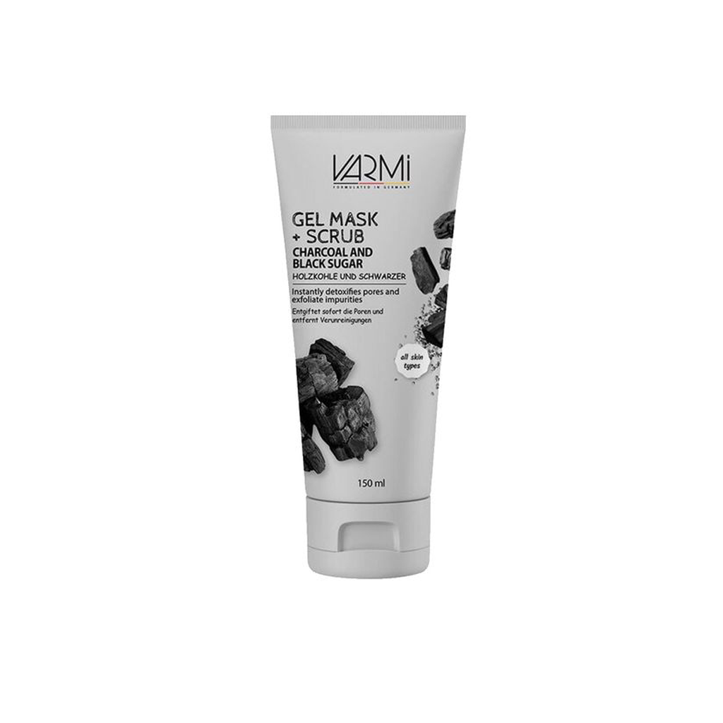 Gel-Mask-&-Scrub-Charcoal-and-Black-Sugar-150ml-VARMI